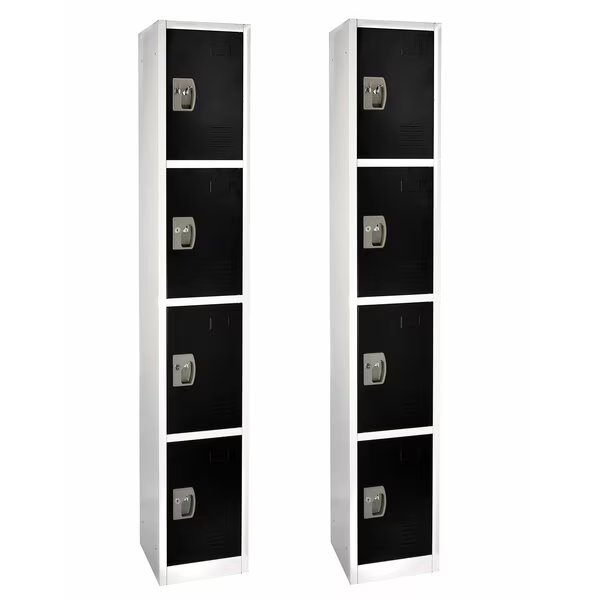 72in x 12in x 12in 4-Compartment Steel Tier Key Lock Storage Locker in Black, 2PK, Adiroffice, Mfr#: ADI629-204-BLK-2